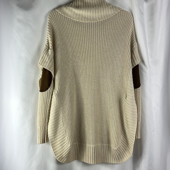 Alya pullover poncho style/cowlneck knittop with elbow patch/long sleeves Sz S/M - Picture 8 of 11